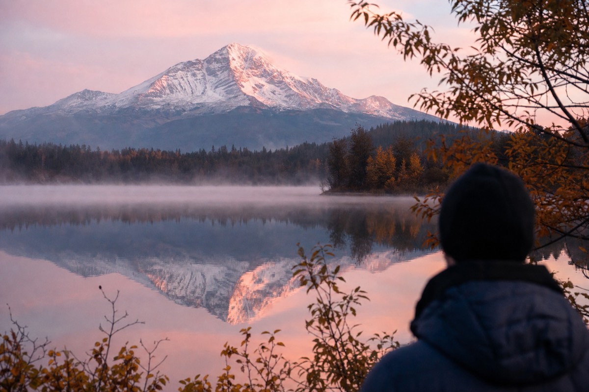 Lake Kawaguchiko at dawn with Mount Fuji reflected in still water, ten minutes from Fuji-Q Highland